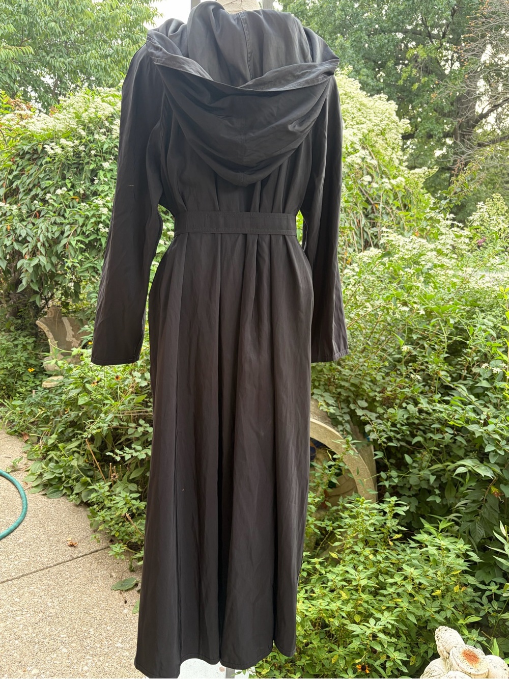 Vintage Black Hooded reversible raincoat
